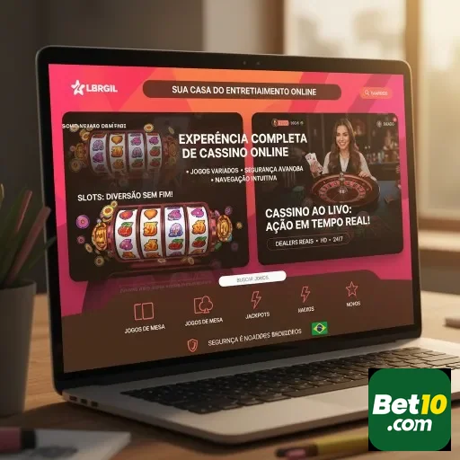 Tela do site Bet10 com jogos de cassino e opções VIP.