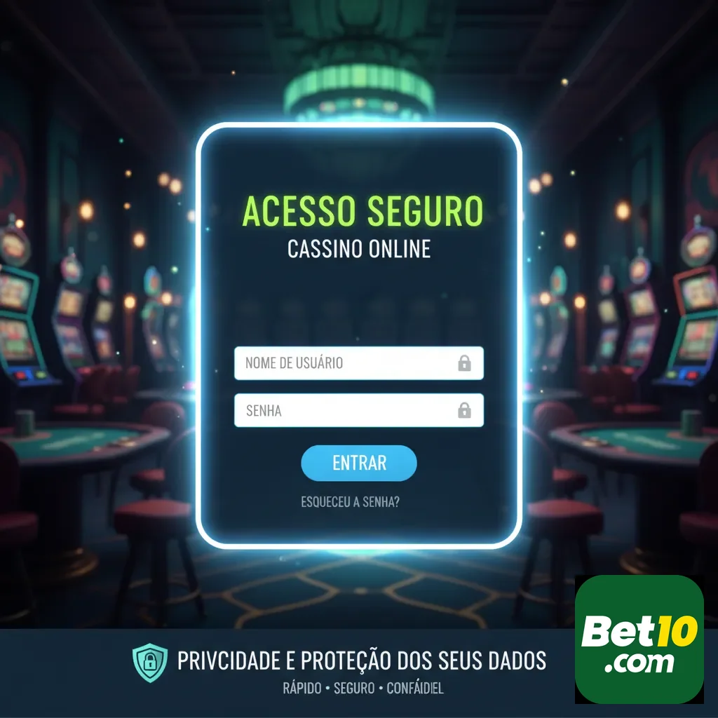 Tela de login do site bet10 com foco em segurança.
