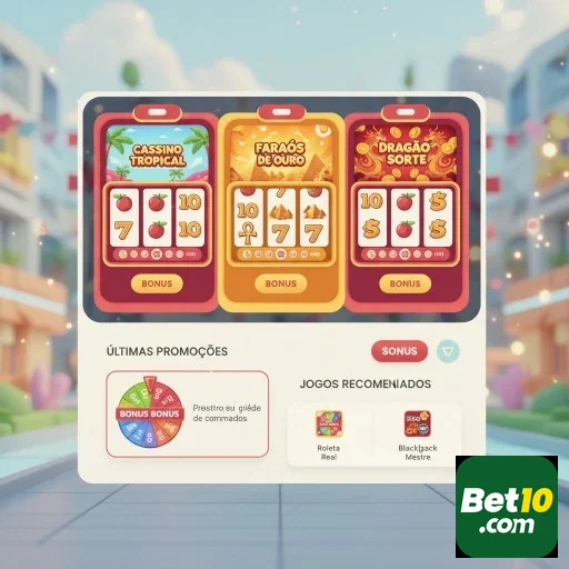 Interface do app bet10 mostrando slots e promoções VIP.