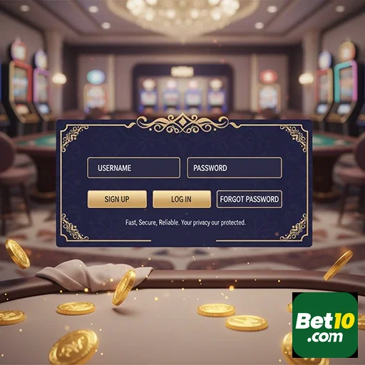 Tela de login da bet10 com campos para usuário e senha.