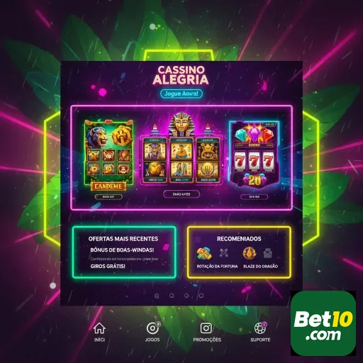 Tela do cassino bet10 com slots e promoções visíveis.