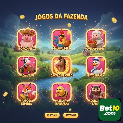 Tela de jogos temáticos da bet10 com foco em variedade.