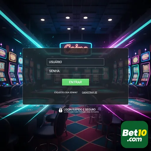 Tela de login da bet10 com campos para usuário e senha.