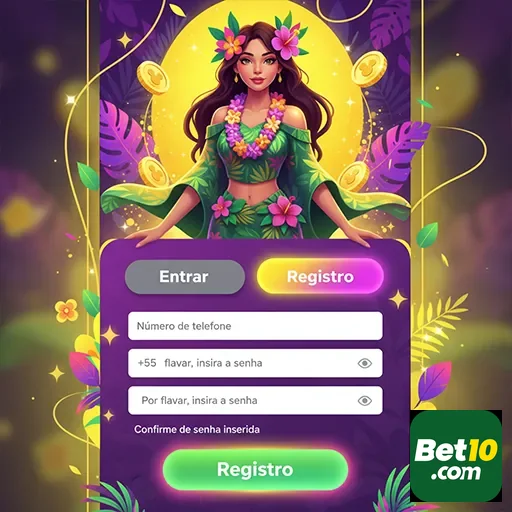 Imagem do registro na bet10 com foco em slots e promoções.