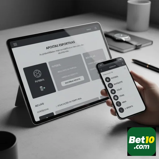Interface do app da bet10 com opções de apostas móveis.