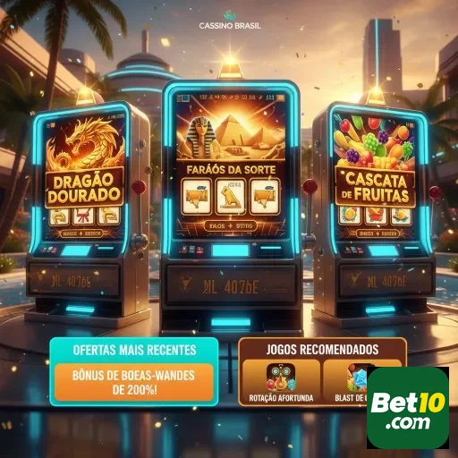Máquinas de slots da bet10 com jogos populares destacados.