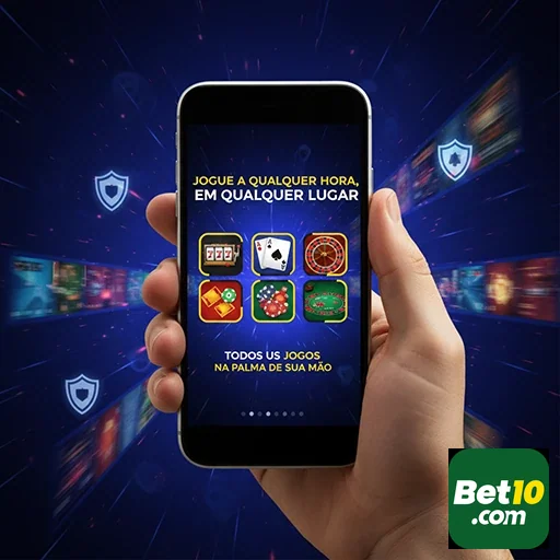 Jogador usando o app do bet10 para acessar slots VIP.