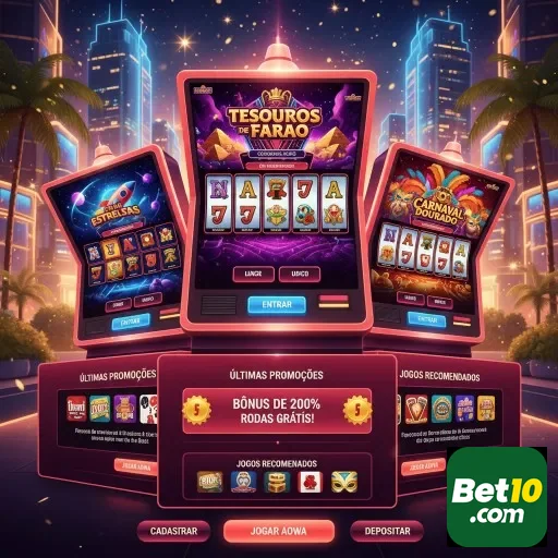 Slots online em Bet10 com design moderno e promoções.