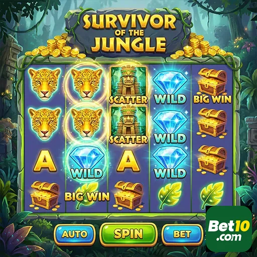 Tela do jogo 'Survivor of the Jungle' no site bet10.