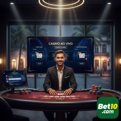 Jogador no cassino ao vivo da bet10 utilizando celular.