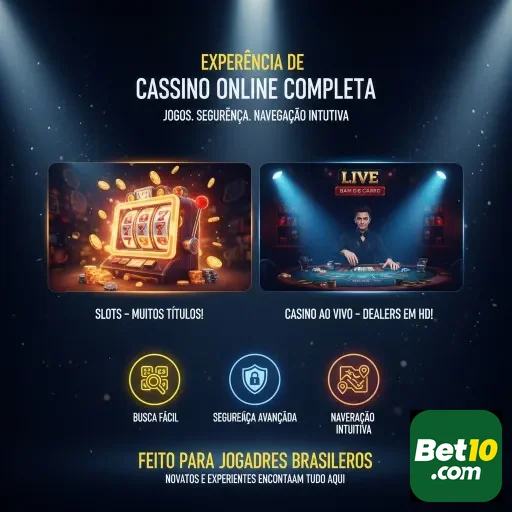 Interface bet10 oferecendo experiência de cassino online.